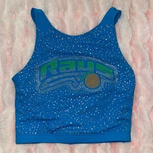 Stingray Allstars Orange Blue Rhinestone Embellished Crop Top